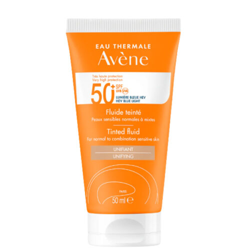 Avene Sunblock Tinted Fluid Spf 50+ (40Ml) أفين فلويد واقي شمس بدرجة حماية 50+ مع كريم أساس
