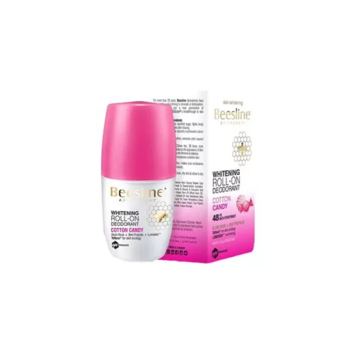 Beesline Whitening Deodorant Cotton Candy 50Ml - بيزلين رول أون مزيل العرق لتفتيح البشرة، نعومة القطن حماية 48 ساعة