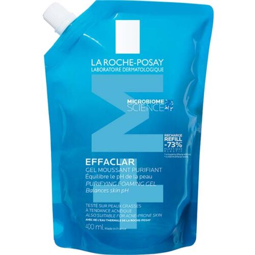 La Roche-Posay Effaclar Refill Pouch Cleansing Gel 400ML لاروش بوساي إيفاكلار جل تنظيف حقيبة قابلة لإعادة التعبئة 400 مل