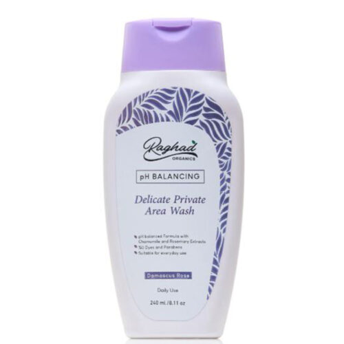 Raghad Organics Delicate Private Area Wash Damascus Rose 240MLرغد أورجانيكس غسول للمناطق الخاصة الحساسة برائحة الورد الدمشقي، 240 مل