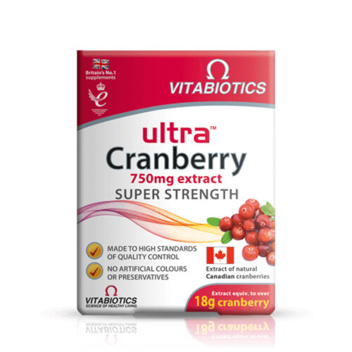 Vitabiotics Ultra Cranberry Super Strength 750Mg, 30 Tabletفيتابيوتيكس ألترا توت بري قوة مضاعفة 750 مجم ، 30 قرص
