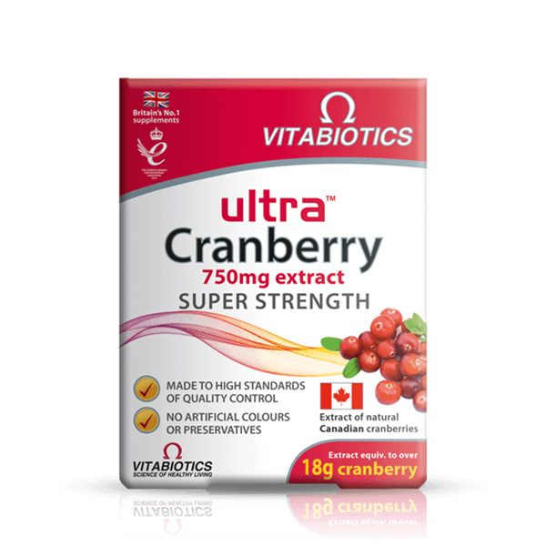 Vitabiotics Ultra Cranberry Super Strength 750Mg, 30 Tabletفيتابيوتيكس ألترا توت بري قوة مضاعفة 750 مجم ، 30 قرص