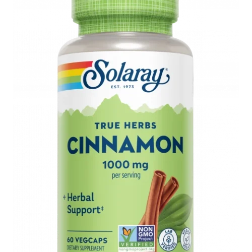 Solaray, 60 VegCaps, Dietary Supplement, True herbs Cinnamon  سولاراي، 60 كبسولة نباتية، مكمل غذائي، أعشاب حقيقية، قرفة