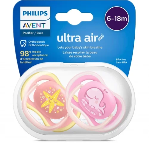 Philips Avent High Airflow Pacifier, 2 Pack لهاية مع تدفق هواء عالي, قطعتين من فيليبس افينت