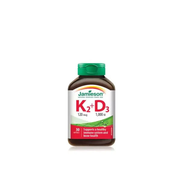 JAMIESON K2+D3 30 SOFTGELS  جاميسون ك2 (120) مكجم د3 (1000) وحدة دولية 30 قرص