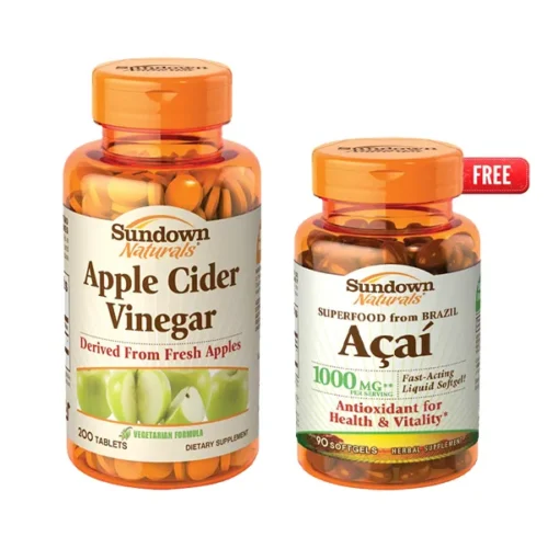 Sundown Apple Cider Vinegar + Acai Offer | سن داون كبسولات خل التفاح + كبسولات الأكاي عرض